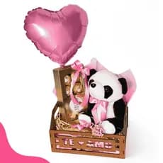 Kit Presente “Te Amo” com Pelúcia, Chocolate e Balão | Cesta Romântica, Aniversário, Namorados