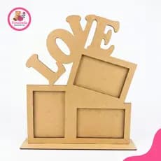 Porta-Retrato “Love”em MDF | 3 Fotos 10x15 cm | Presente Personalizado Amor