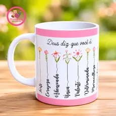 Caneca Salmos 46:5 Gospel | Frase Bíblica “Deus Diz Que Você É” | Presente Evangélico Motivacional
