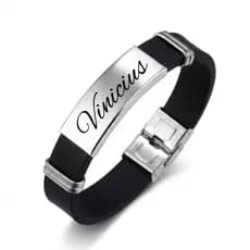 Pulseira Masculina Personalizada em Aço Inoxidável e Silicone Premium | Ajustável