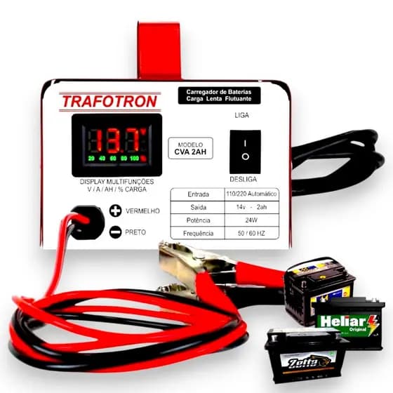 Carregador De Bateria 12v Cva2ah Com Display Multi Funções