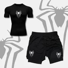 Kit Treino Academia Gym Camiseta Compressao E Short 2 em 1 Compressao spider aranha streetware