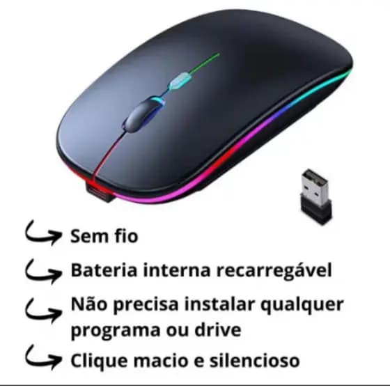 🔥Mouse Sem Fio Óptico 3200dpi Usb Wireless 2.4ghz Recarregável Pc Notebook Computador🔥