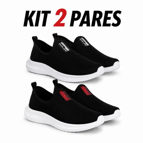 KIT 2 PARES - Tênis Slip On Meia Masculino Feminino Ideal para Trabalho Lazer - Promoção