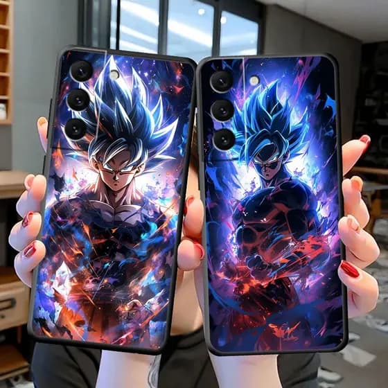 Sete Bolas D-Dragon Ball Vegeta Goku Cor Fria Azul Mate Estojo Para Celular Samsung S24 S23 S22 S21 S30 S21FE S21FE S20 S11 S20FE S11E S10 S10LITE S10E S10 S9 S8 FE ULTRA PLUS 5G