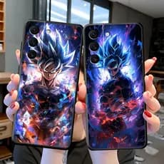 Sete Bolas D-Dragon Ball Vegeta Goku Cor Fria Azul Mate Estojo Para Celular Samsung S24 S23 S22 S21 S30 S21FE S21FE S20 S11 S20FE S11E S10 S10LITE S10E S10 S9 S8 FE ULTRA PLUS 5G