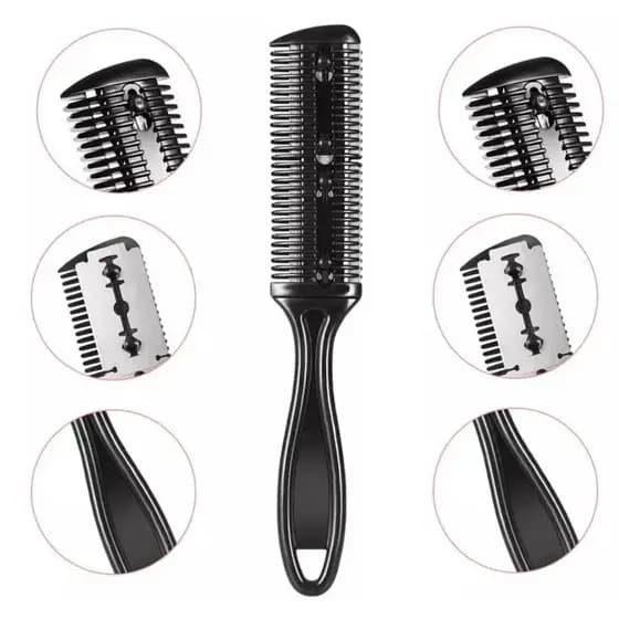 Pente Profissional Com Lâmina Navalha Aparador Desfia Tira Volume Cabelo e Barba