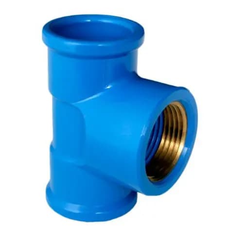 TÊ AZUL BUCHA LATÃO 20MMX1/2 E 25MMX1/2 PLASTILIT – CONEXÃO RESISTENTE PARA CANOS – ENVIO IMEDIATO