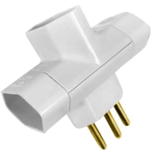 Pino 3 Saídas 3 Pinos 10A Branco Ilumi Adaptador Tomada Envio Imediato