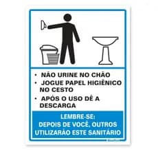 Placa Procedimentos Banheiro Feminino e Masculino 15x20cm Sinalize Envio Imediato