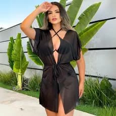 Saida de Praia Hobby Kimono Curto Canga Piscina Moda Ver茫o