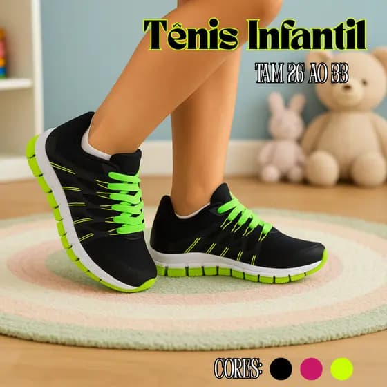 Tênis Infantil Esportivo Casual Dia a Dia Menino Menina Antiderrapante Anti-Impacto
