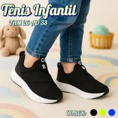 Tênis Menino Infantil Calce Fácil Sapato Escolar Slip On Antiderrapante Confortável 26 ao 35