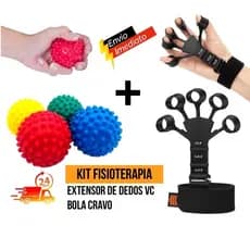 Kit - Flexor de dedos + Bola Cravo para Fisioterapia Exercício para Mãos.
