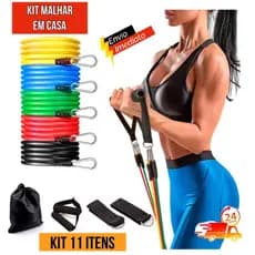Kit 11 Elastico Extensor Treino Academia Exercícios Em Casa