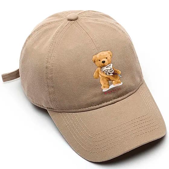 Boné de beisebol Masculino Preto Bege Branco Urso Caveira Swag Tamanho Único