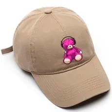 Boné de beisebol Masculino Preto Bege Branco Urso Rasgado Fone Tamanho Único
