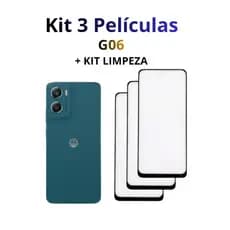 Kit 3 Películas Motorola Moto G06 | Vidro 3D | + KIT LIMPEZA