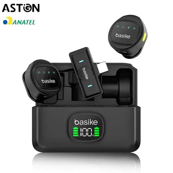 Astgn X Basike Microfone de Lapela Sem Fio Basike Tipo C Profissional Plug & Play Redução de Ruído