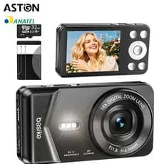 Astgn X Basike Câmera Digital 4K  Zoom 18XEstabilização Eletrônica | Tela 2.8” | Fotos 64MP | 3 Cor
