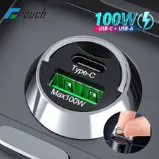 Carregador De Carro Mini USB De 100W Tipo C QC3.0 PD Rápido Para