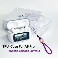 Capa De TPU Transparente A9Pro , Proteção Surround De 360 Graus De Cilicone Anti-Queda , Silicone Para Fones De Ouvido Bluetooth Sem Fio Com Mosquetão De Cordão Sanrio