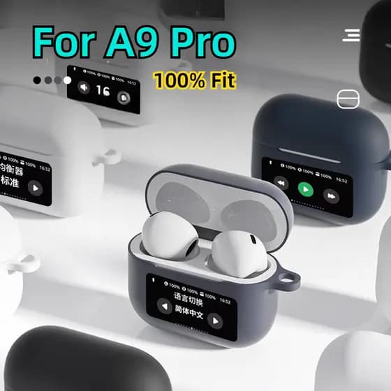 Capa Macia De Silicone Para Fone De Ouvido Bluetooth , Resistente A Quedas , Em Estoque , Aplicável , A9pro , TPU , Protetora , Tela Sensível Ao Toque , Venda Quente Com Mosquetão De Cordão