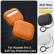 Para AirPods Pro 3 Padrão De Couro TPU Caso Capa Acessórios Pele Bonito Protetor Completo Com Chaveiro