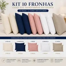 Kit 10 Fronhas 400 Fios Toque Aveludado Premium Micropercal Aba Interna 20cm Estilo Hotel