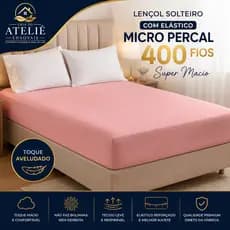 Lençol Solteiro Com Elástico Micro Percal 400 Fios Super Macio