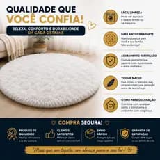 Tapete Redondo Peludo Felpudo 1 Metro Macio Antiderrapante Sala Quarto Infantil Luxo Decoração