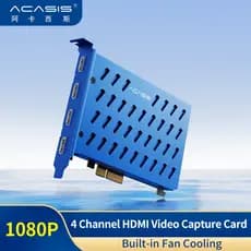 Placa De Captura De Vídeo HDMI ACASIS 4 Canais Com Resfriamento De Ventilador Embutido PCIE 1080p 60fps Para PS4/Xbox/Camera Streaming Live Broadcasts