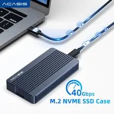 Gabinete ACASIS USB4 40 Gbps M . 2 NVME SSD Compatível Com Thunderbolt 4/3 8 Tb De Alumínio Cabo USB4 Type C Grátis Para