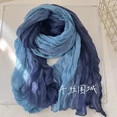 Novo cachecol algodão e sensação de linho gradiente azul outono e inverno cachecol vintage versátil estampado senhora xa