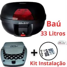 Baú Bauleto (Moto) GOW G33 33 Litros Preto Com Refletor Vermelho