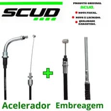 Kit Cabos De Acelerador + Embreagem Titan 150 2004 à 2008 Original Scud