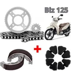 Relação/Transmissão/Tração+Patins Freio+Coxim (Bucha) Da Coroa Biz 110 2016 Em Diante/Biz 125 Todas/Pop 100 2007 à 2015