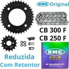 Kit Relação Transmissão/Tração CB300F - CB250F TWISTER REDUZIDA Com RETENTOR KMC ORIGINAL(2016 EM DIANTE)