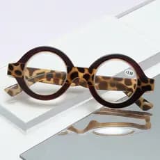Óculos Redondos Retrô Moda Leopardo Mais Anti-Luz Azul