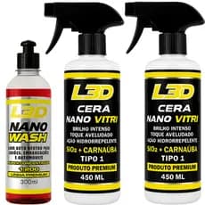 2 Ceras Automotiva L3D 1 Shampoo Automotivo Nano Wash Brilho Intenso e Proteção