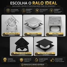 Link Metais, Ralo 100% Inox, Ralo Abs Para Banheiro, Ralo 10 x 10 Banheiro