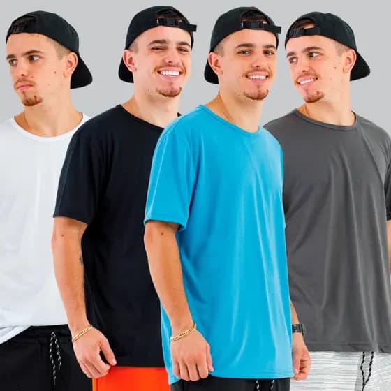 Kit 4 Camiseta Básica Lisa DryPoli Malha Premium Treino Academia