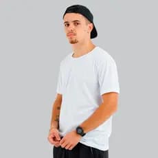 Camiseta Masculina Básica Branca Confortável DryPoli Treino Manga Curta