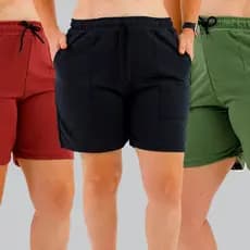 Kit 3 Short Feminino Plus Size Bermuda Lisa Cordão Ajustável Cós Elástico