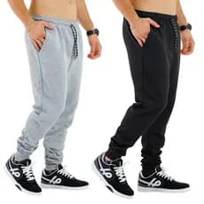 Kit 2 Calça Moletom Masculina Slim Cordão Ajustável Básica com Punho Academia