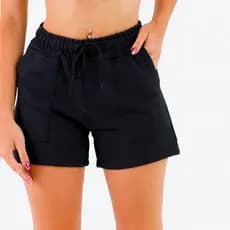 Short Bermuda Feminina Moletom Lisa Cordão Ajustável Confortável Básica Casual Academia
