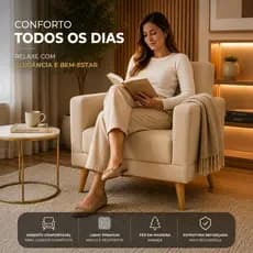 Poltrona Alto Padrão Linho Luxo Sala Moderna Resistente Elegante Confortável Decorativa Aconchegante