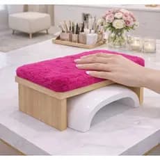 Apoio de Mão Pelúcia Felpudo Manicure Nail Designer Natural Retangular
