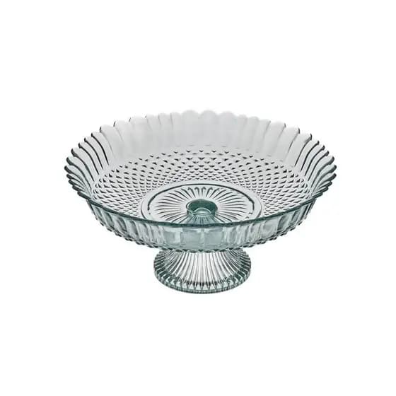 Centro de Mesa Fruteira de Vidro 30x14cm Diazão Com Pé Vitazza