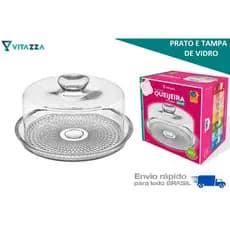 Queijeira Com Tampa e Prato de Vidro Vitazza